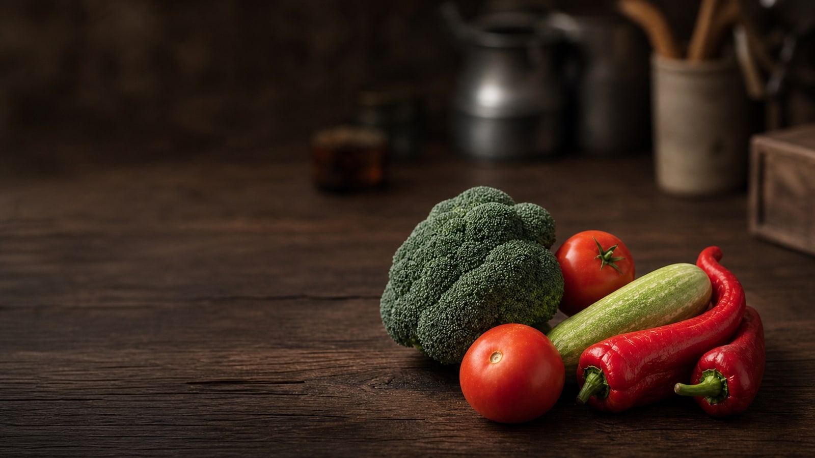 Broccoli, pomodori e peperoni freschi